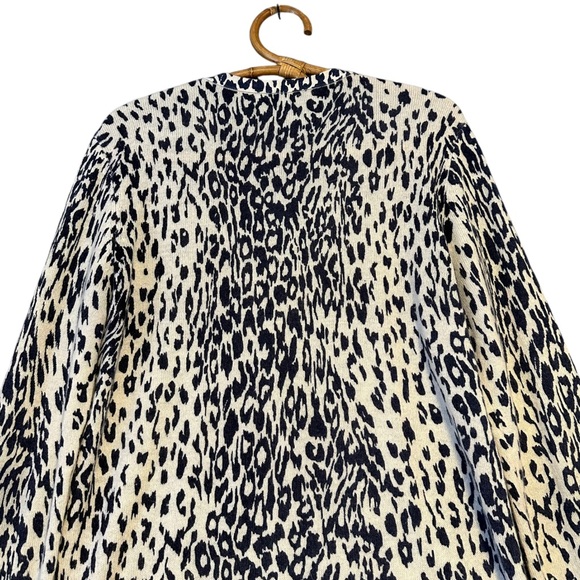 Equipment Femme | Sullivan Cashmere Cardigan Blue Cream Leopard Size L - Picture 7 of 12